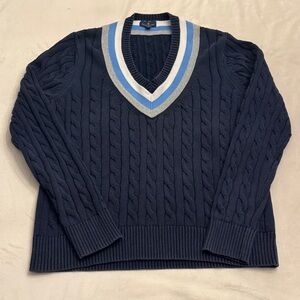 Brooks Brothers Cable Knit V-Neck Sweater Unisex, sz L
